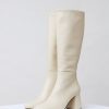 Women Souliers Martinez | Souliers Martinez-Quitana Calf Leather High Boots: White