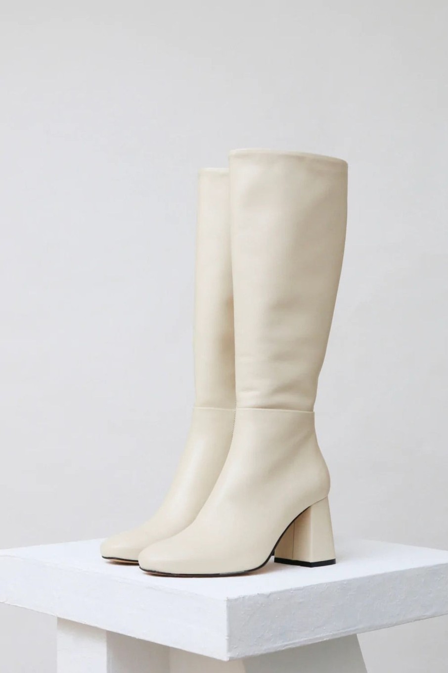 Women Souliers Martinez | Souliers Martinez-Quitana Calf Leather High Boots: White