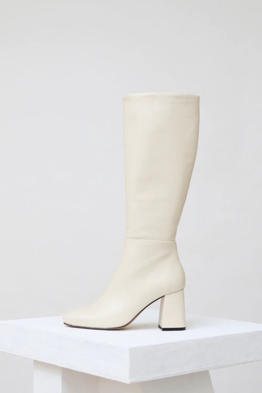 Women Souliers Martinez | Souliers Martinez-Quitana Calf Leather High Boots: White