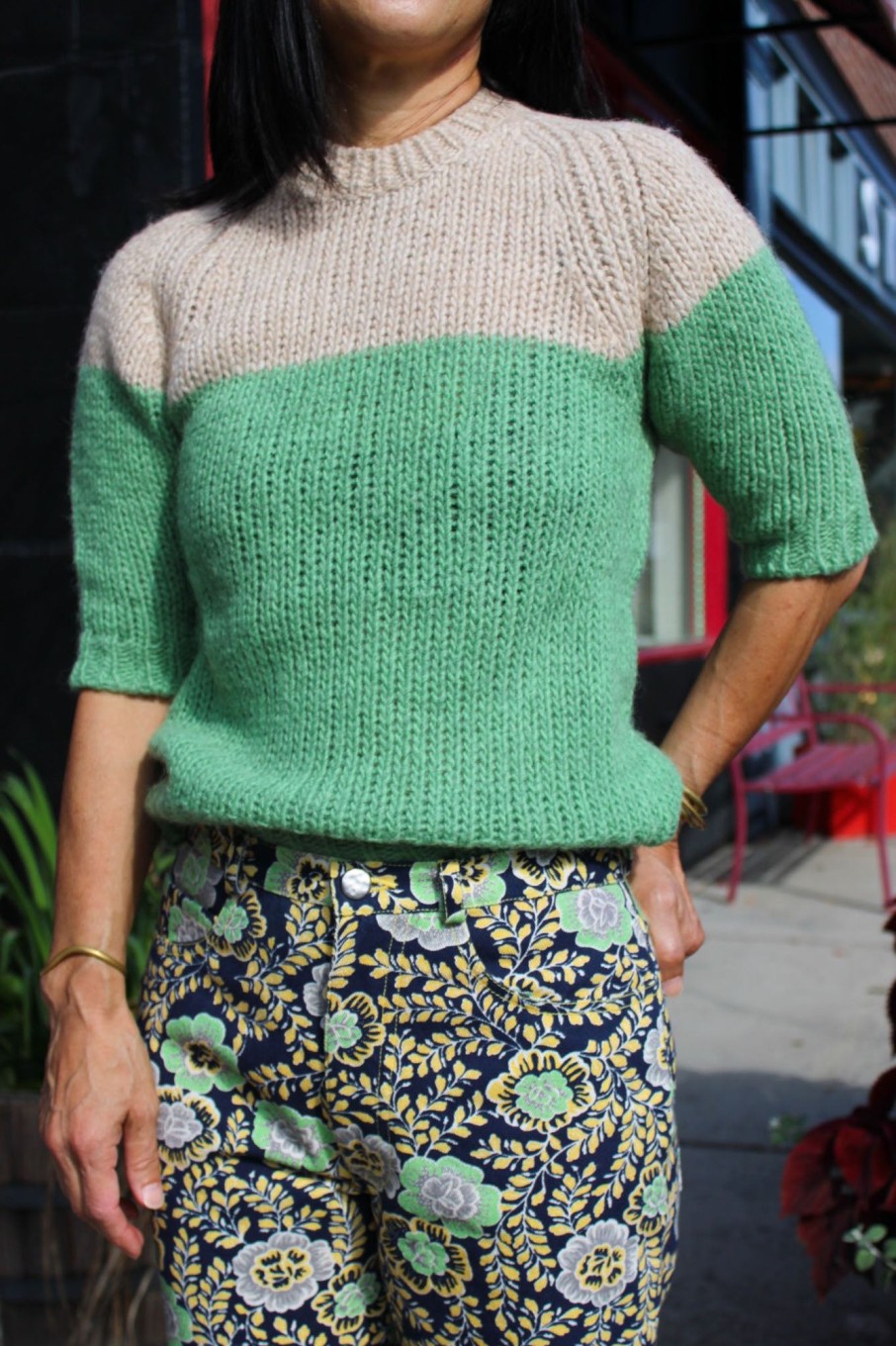 Women No.21 Sweaters | No.21-Two-Tone Cut Out Sweater: Fantasy Green