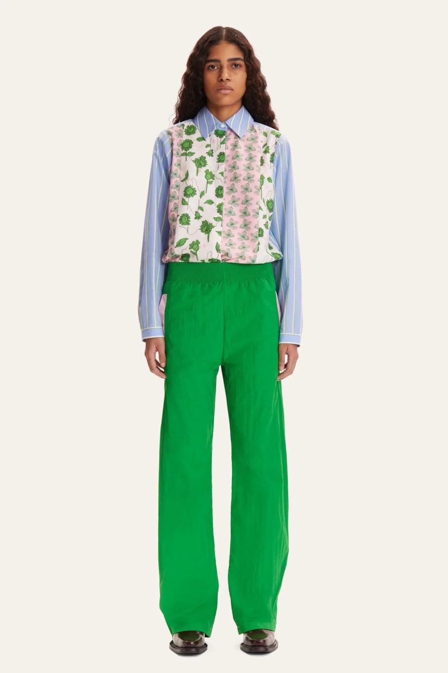 Women Stine Goya Pants & Shorts | Stine Goya-Ronja Pants: Shamrock Green/Pastel Lavender