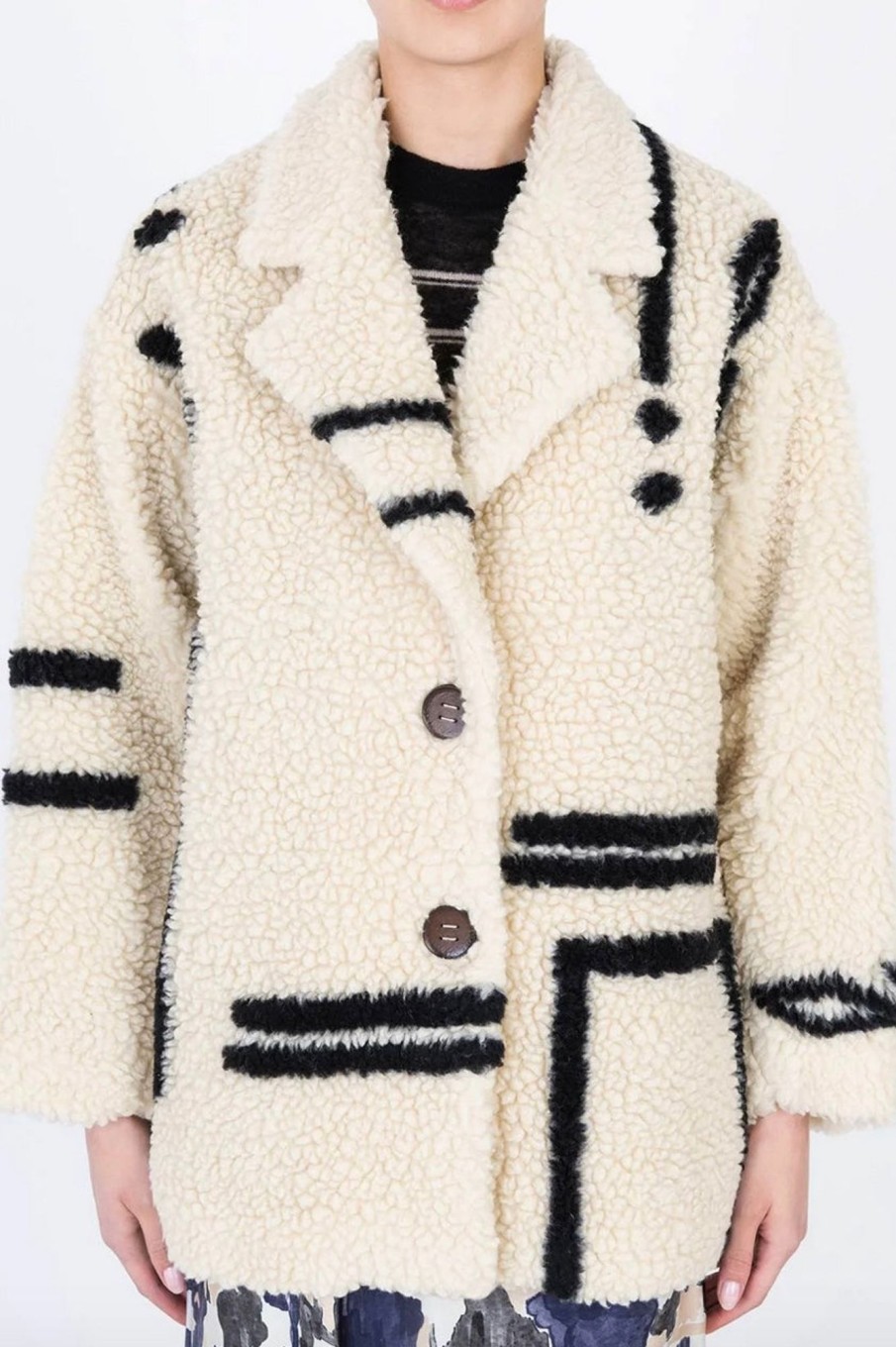 Women Alysi Outerwear | Alysi-Caban Eco-Fur Jacket: Gesso