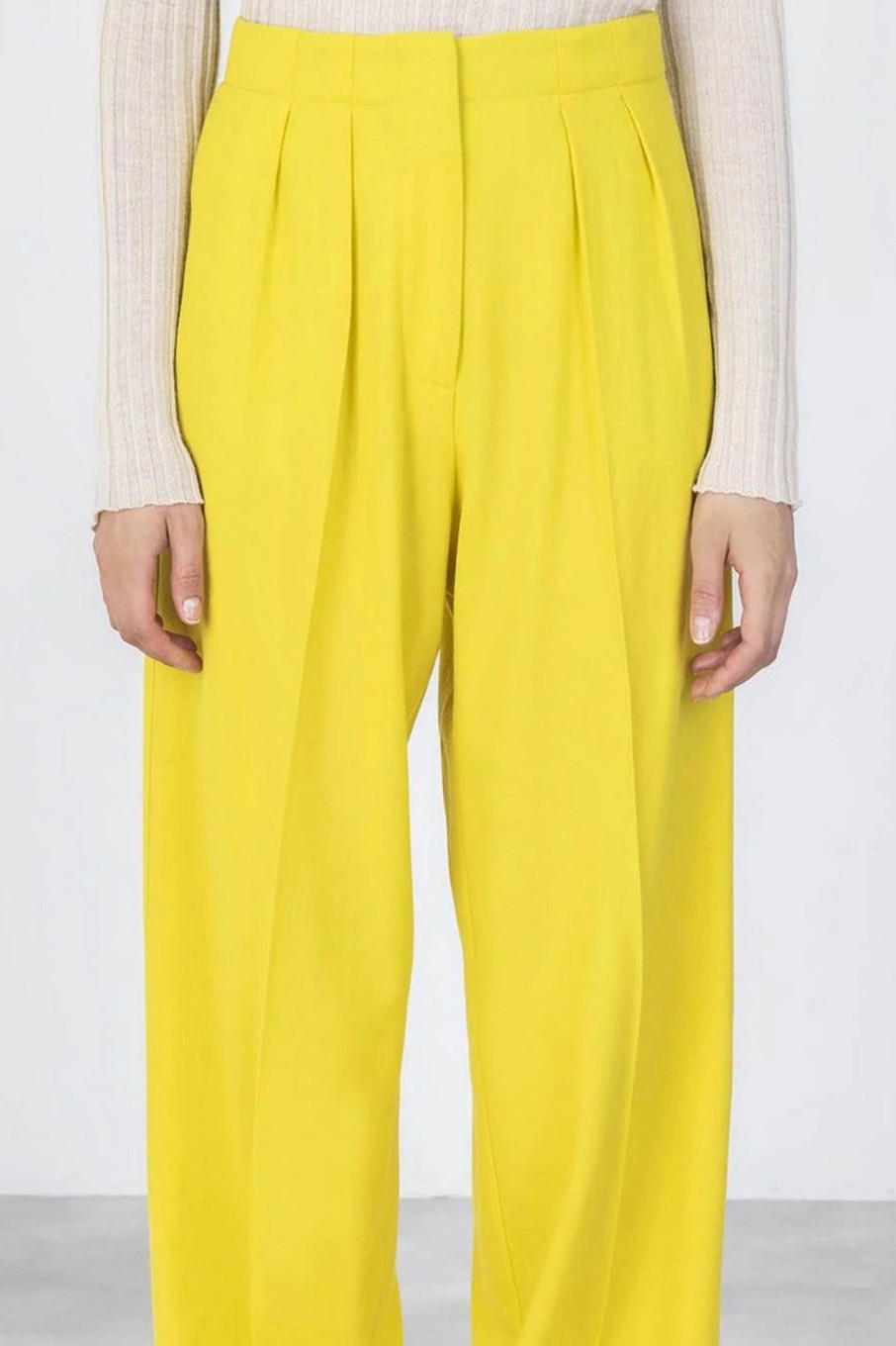 Women Alysi Pants & Shorts | Alysi-Wide Leg Pant: Lemon