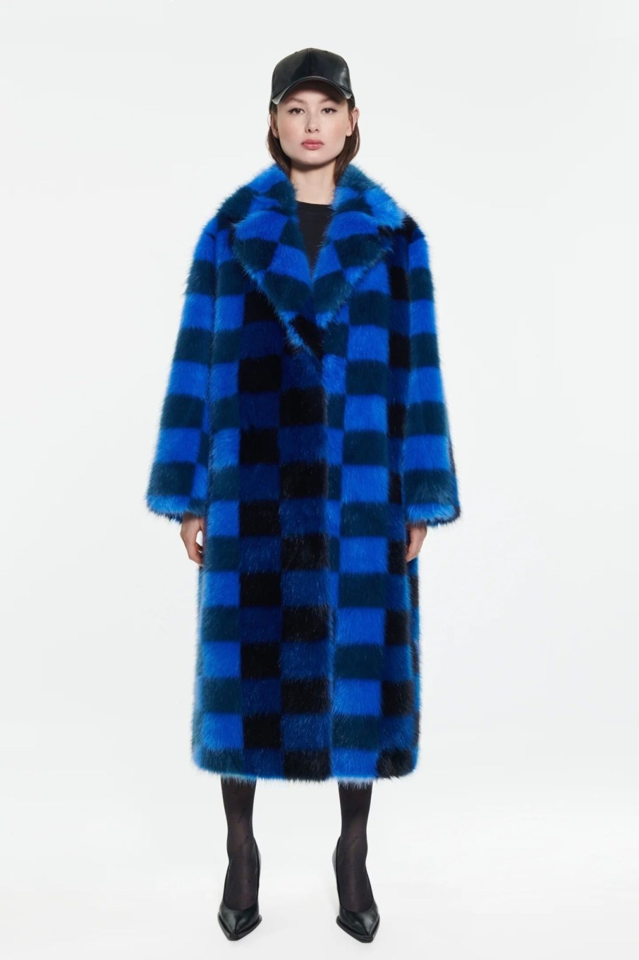 Women Stand Studio Outerwear | Stand Studio-Mio Coat: Blue Multi Check