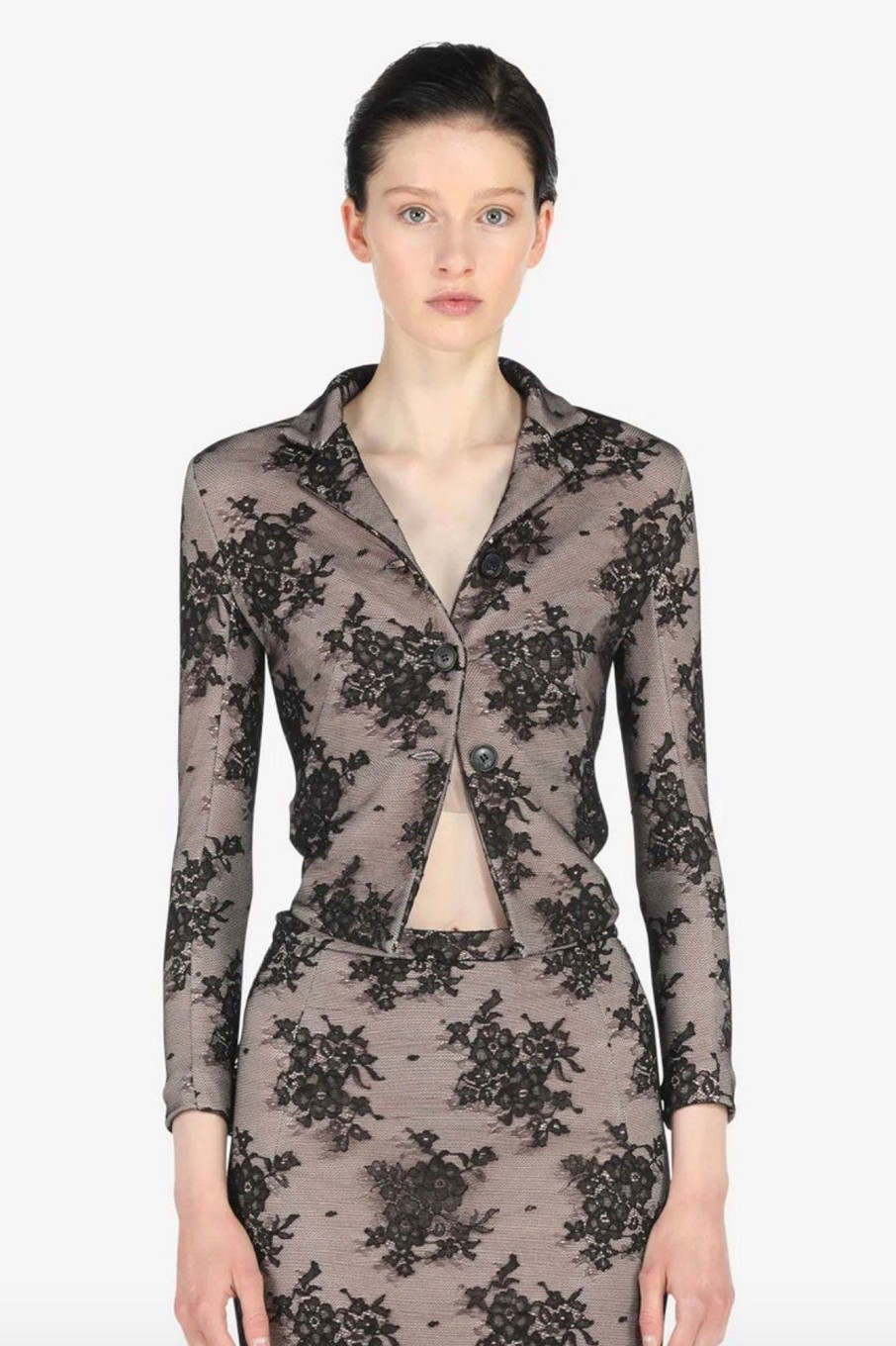 Women No. 21 Outerwear | No. 21-Tailored Lace Jacket: Black