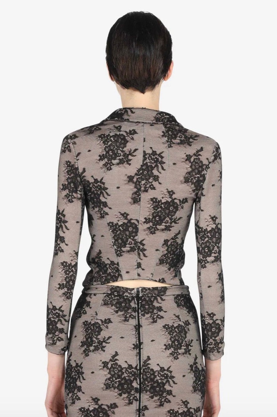 Women No. 21 Outerwear | No. 21-Tailored Lace Jacket: Black