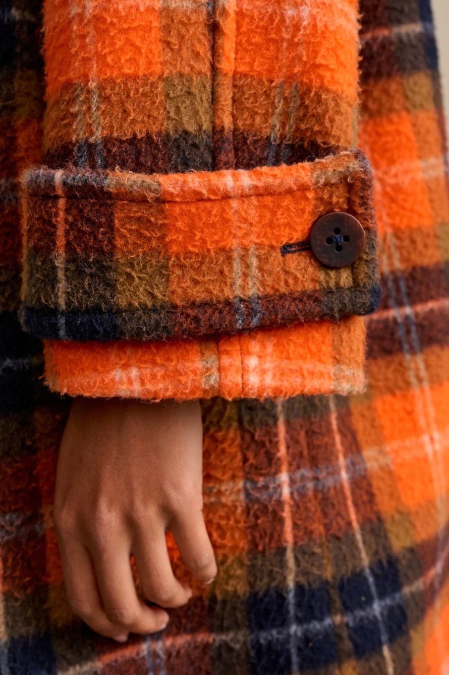 Women Bellerose Outerwear | Bellerose-Vaclav Coat: Orange Plaid