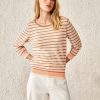 Women Bellerose Sweaters | Bellerose-Gops Sweater: Coral Stripes