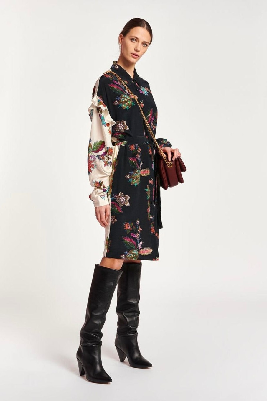 Women Essentiel Antwerp Dresses | Essentiel Antwerp-Accentuating Mixed Print Dress