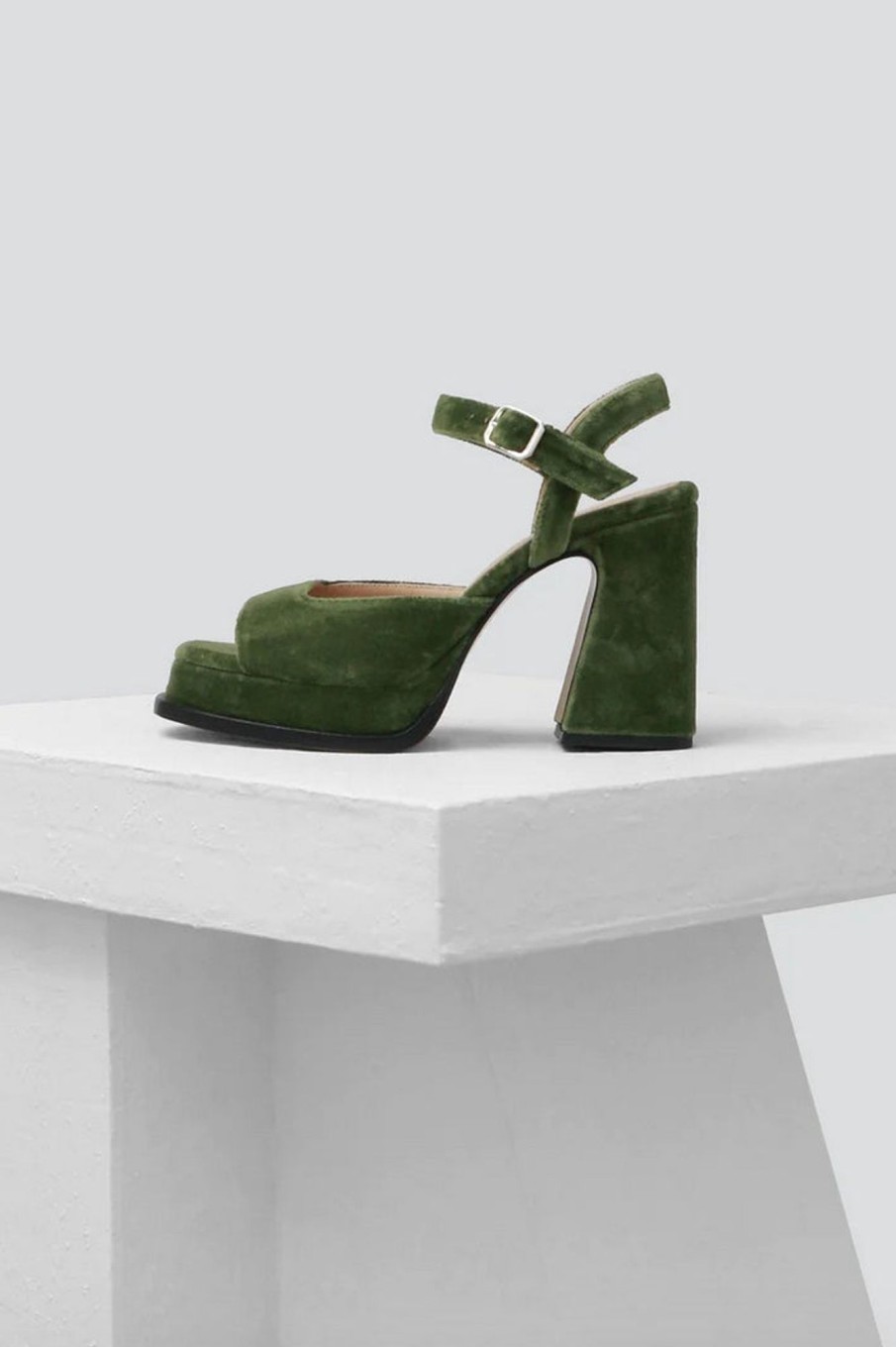 Women Souliers Martinez | Souliers Martinez-Gracia Platform Sandal: Khaki Velvet