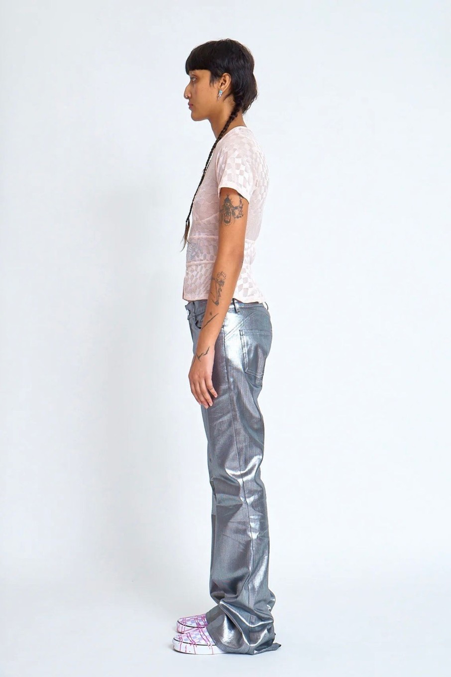 Women Collina Strada Pants & Shorts | Collina Strada-Puddle Flare Pants: Silver