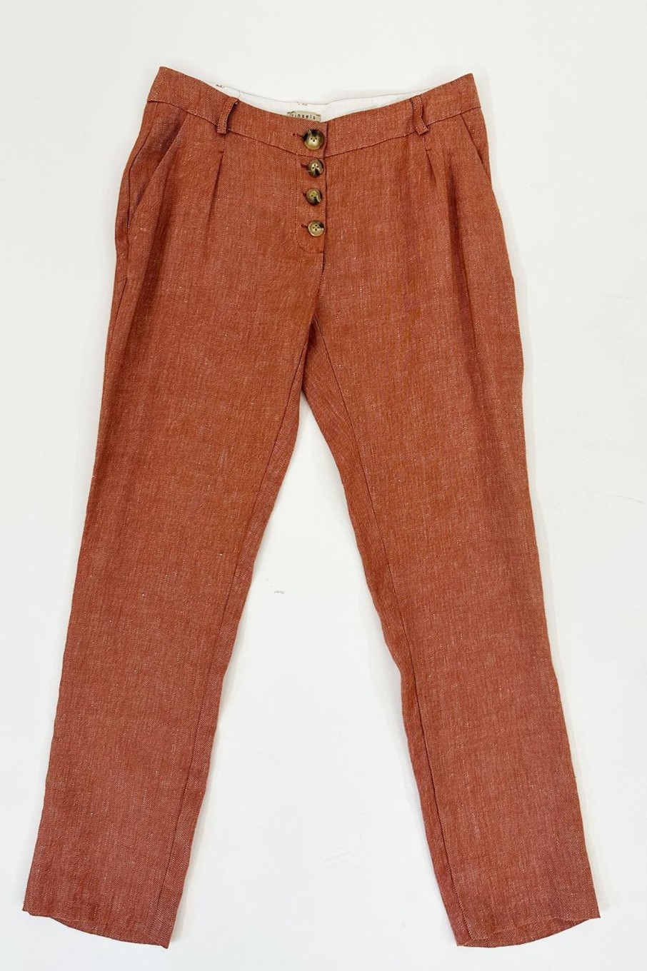 Women Tinsels Pants & Shorts | Tinsels-Kahan Pant: Orange Linen