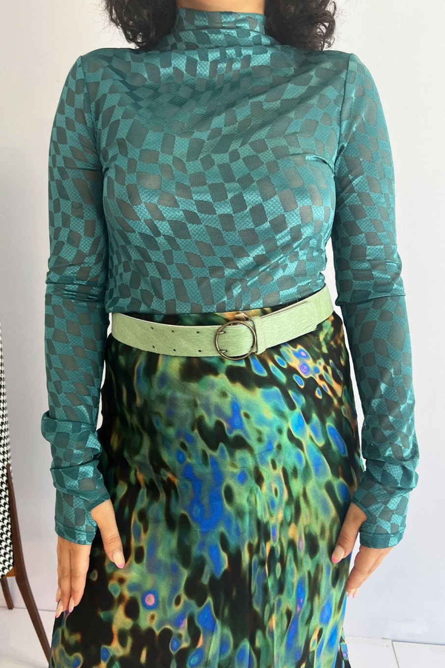 Women Collina Strada Tops | Collina Strada-Thumbtastic Top: Deep Turquoise