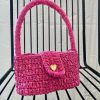 Women Marco Rambaldi Bags | Marco Rambaldi-Knitwear Baguette Bag: Fuchsia