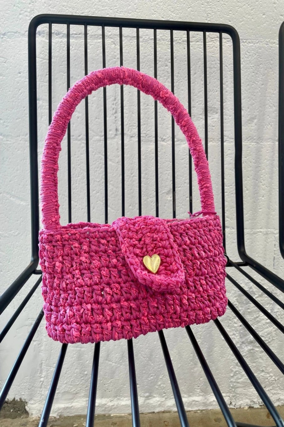 Women Marco Rambaldi Bags | Marco Rambaldi-Knitwear Baguette Bag: Fuchsia