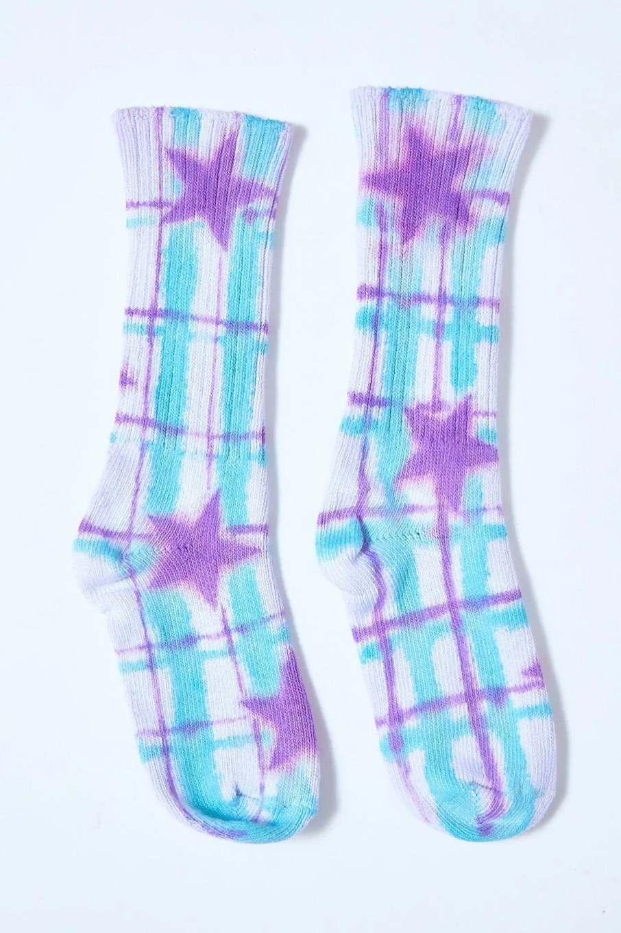 Women Collina Strada Socks & Tights | Collina Strada-Organic Cotton Socks: Purple Star Plaid