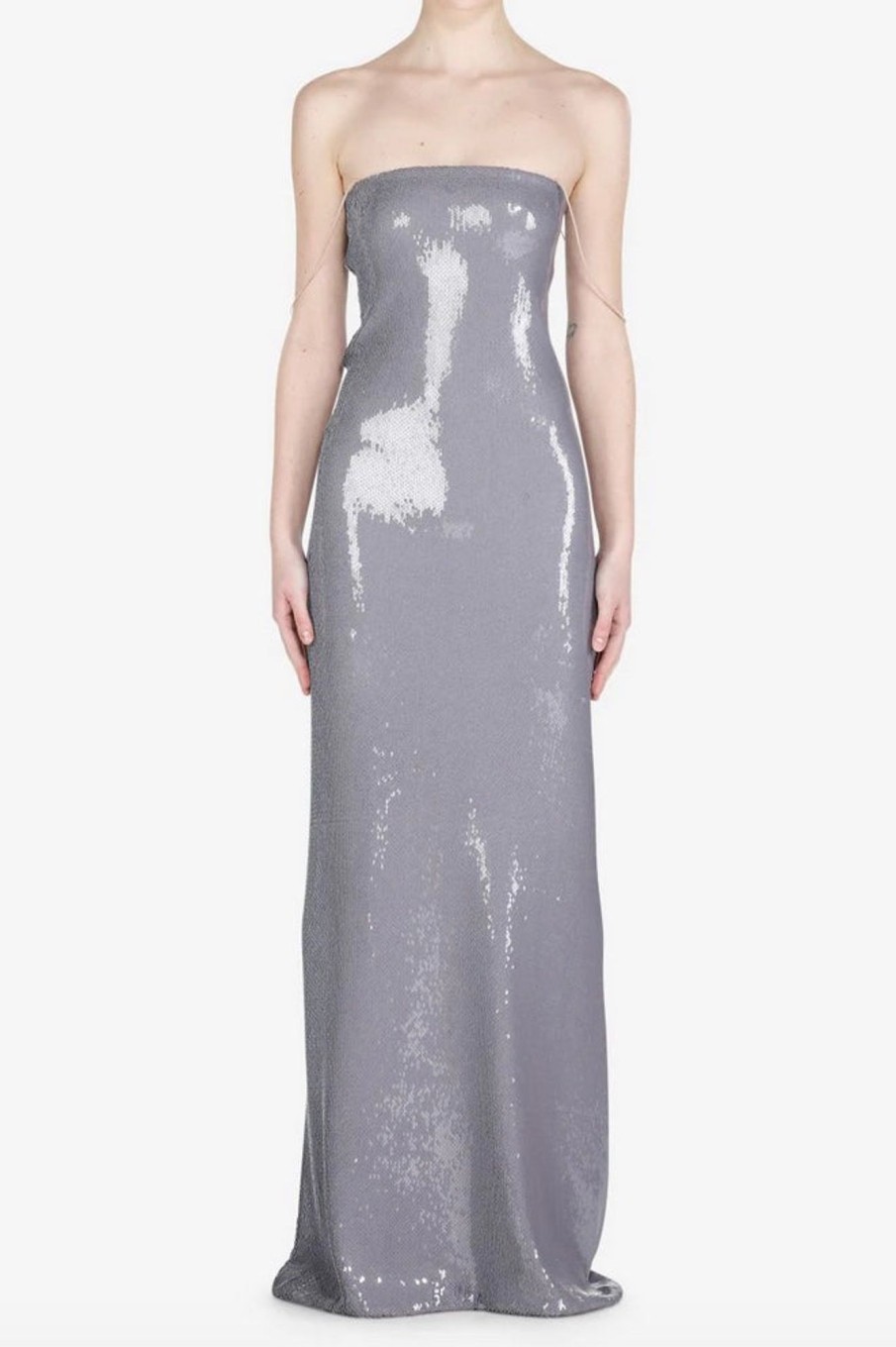 Women No.21 Dresses | No.21-Strapless Maxi Dress: Grey Sequin