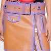 Women Stand Studio Skirts | Stand Studio-Biker Skirt: Tan/Neon Violet