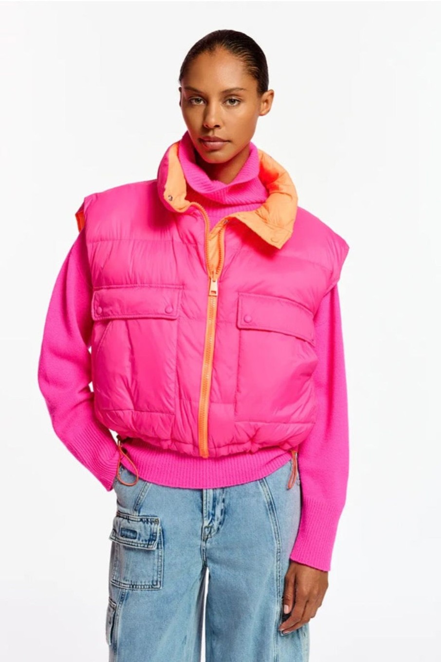 Women Essentiel Antwerp Outerwear | Essentiel Antwerp-Epuff Puffer Bodywarmer: Tiger Blossom Yellow