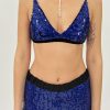 Women Ottod'ame Tops | Ottod'Ame-Sequin Bra Top: Blue