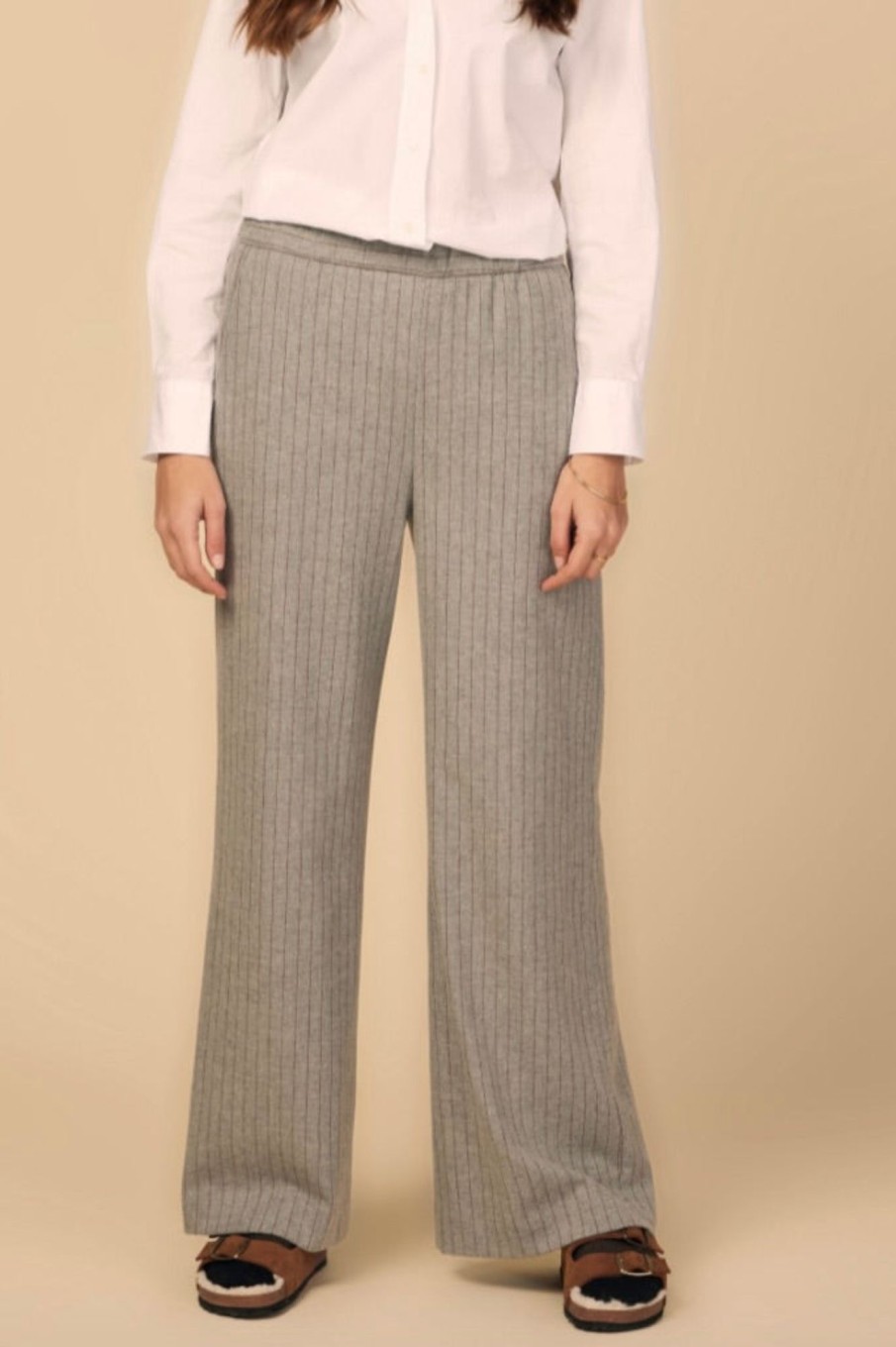 Women Diega Pants & Shorts | Diega-Pompo Pants: Grey Pinstripe