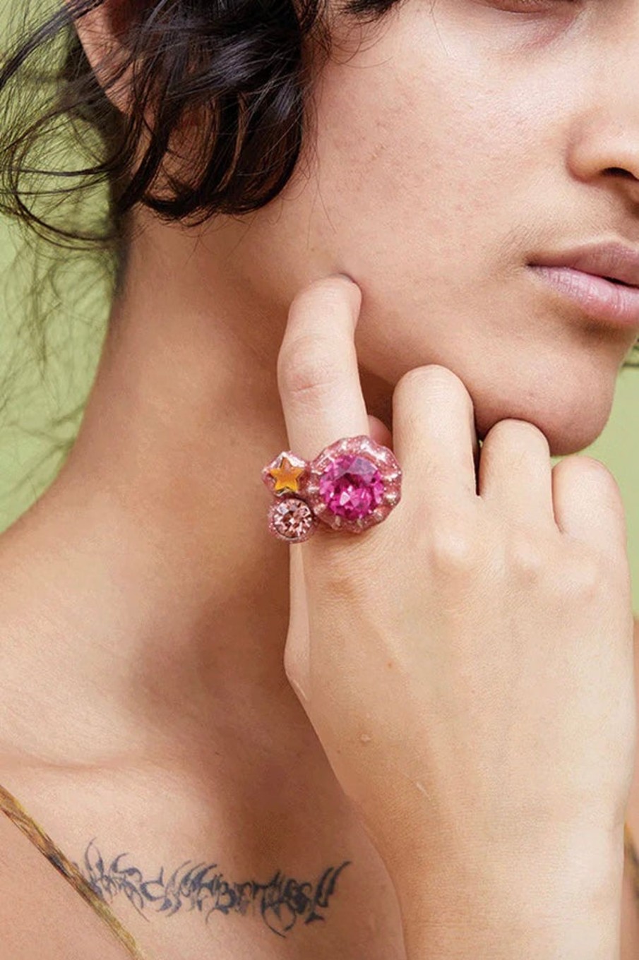 Women Collina Strada Jewelry | Collina Strada-Candy Gem Ring: Gold Pink Speck