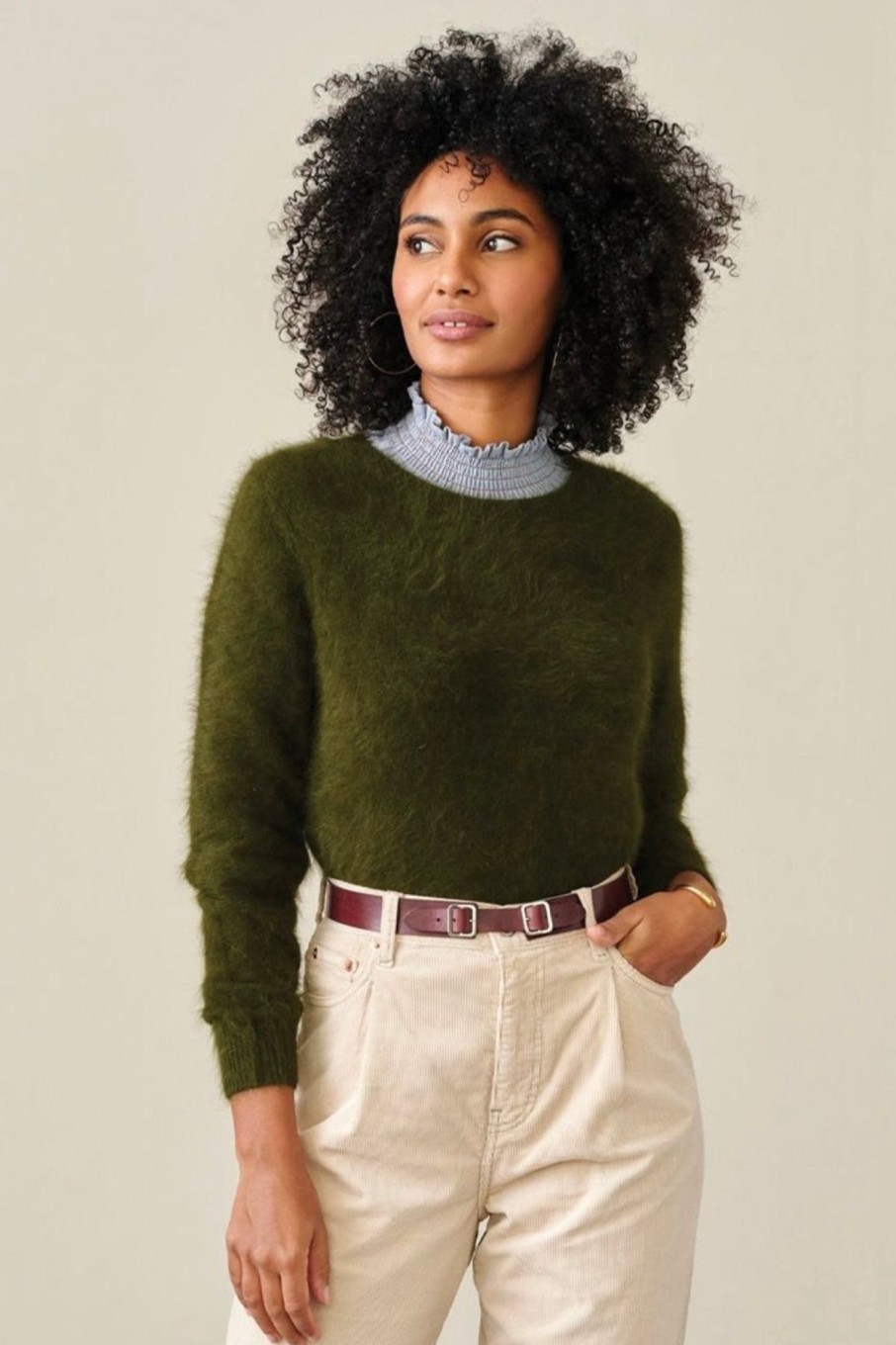 Women Bellerose Sweaters | Bellerose-Datti Angora Sweater: Olive