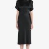 Women No.21 Dresses | No.21-Satin Short Sleeve Midi Dress: Black