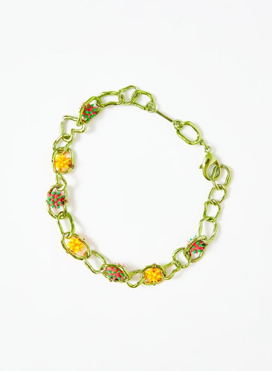 Women Collina Strada Jewelry | Collina Strada-Spikeez Chain Necklace: Green