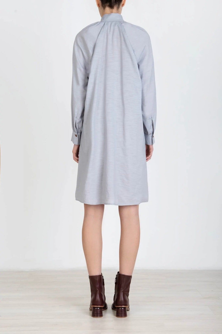 Women Alysi Dresses | Alysi-Long Sleeve Mini Dress: Dusty Blue