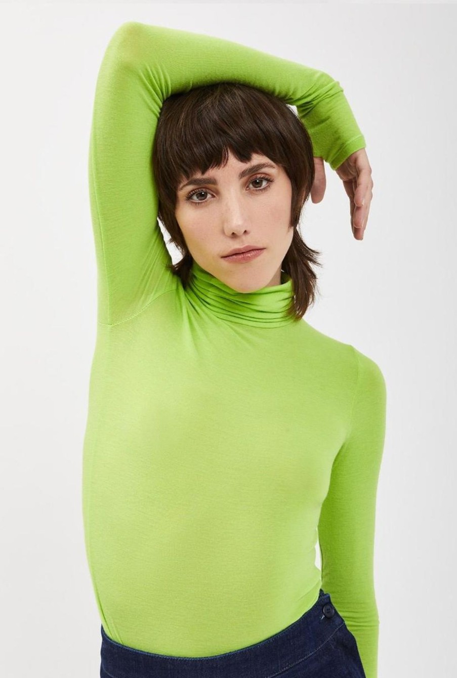 Women Ottod'ame Tops | Ottod'Ame-Turtleneck: Lime Green