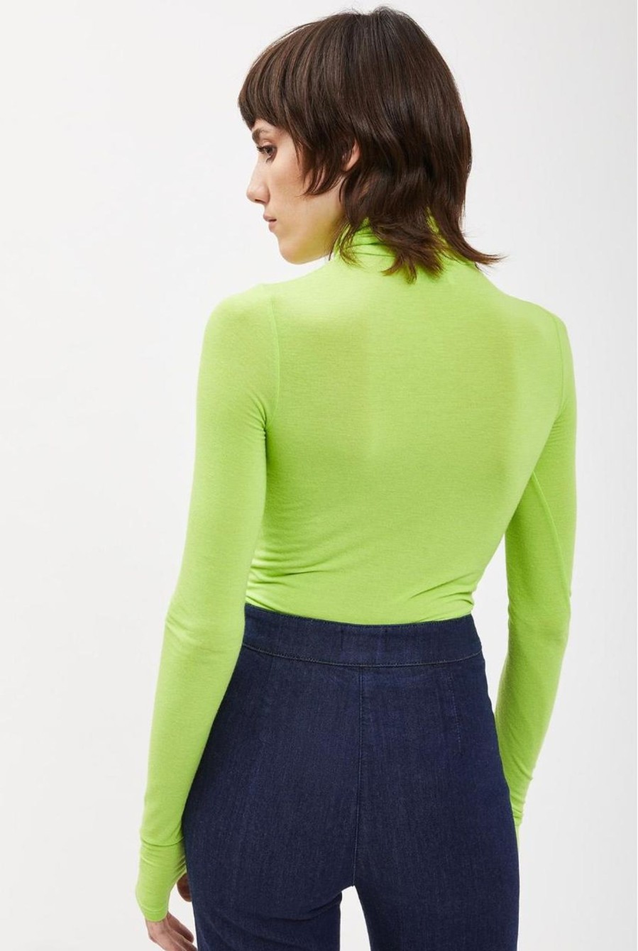 Women Ottod'ame Tops | Ottod'Ame-Turtleneck: Lime Green