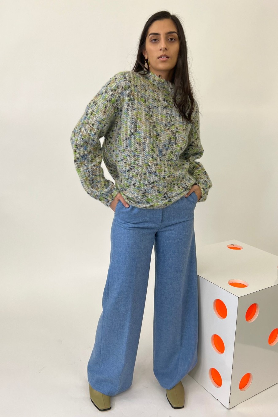 Women Diega Pants & Shorts | Diega-Pomeo Trouser: Blue Tweed