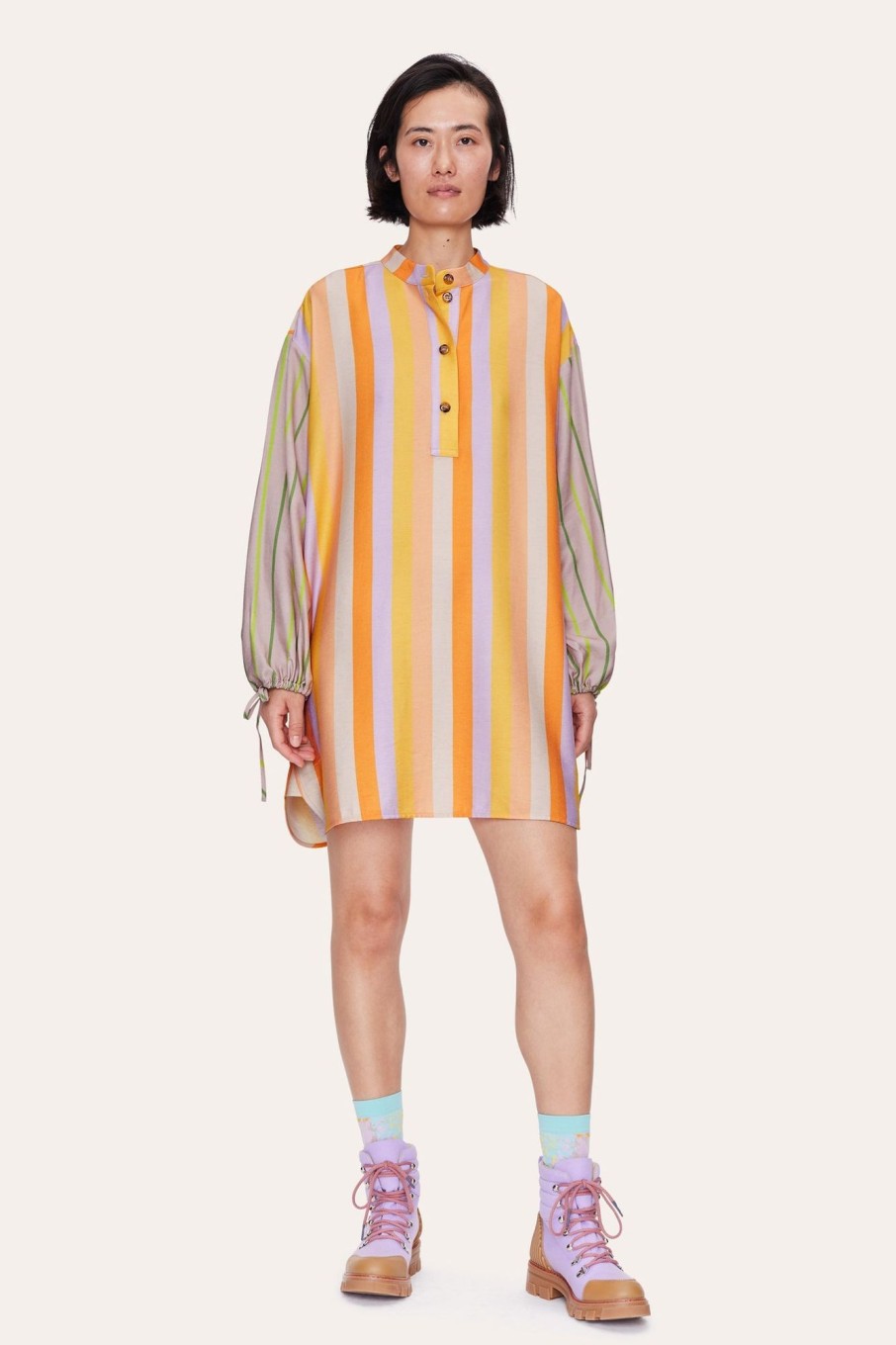 Women Stine Goya Dresses | Stine Goya-Neva Dress: Sunset And Lime Stripe