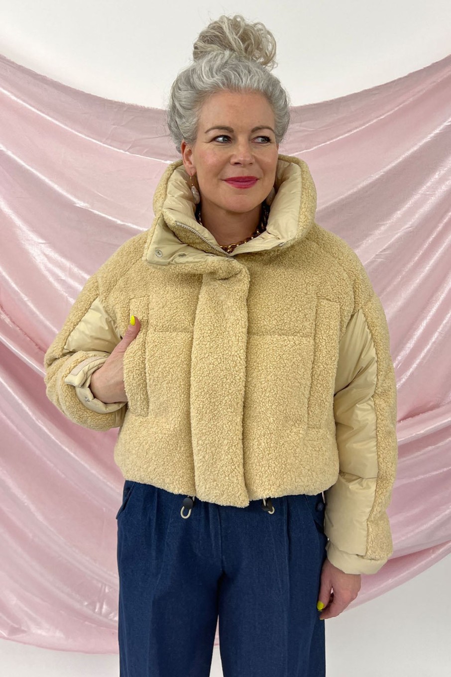 Women Bacon Clothing Outerwear | Bacon Clothing-Puffa Ring Bear Jacket: Cream