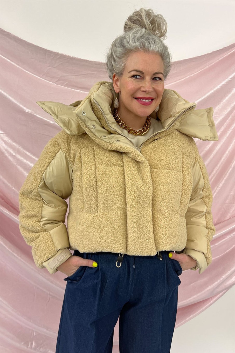 Women Bacon Clothing Outerwear | Bacon Clothing-Puffa Ring Bear Jacket: Cream