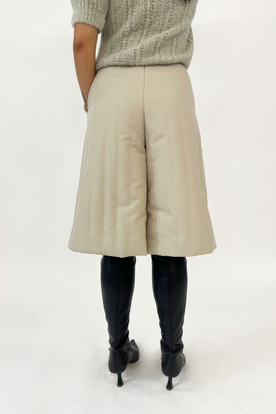 Women Benjamin Benmoyal Pants & Shorts | Benjamin Benmoyal-Wide Quilted Shorts: Beige