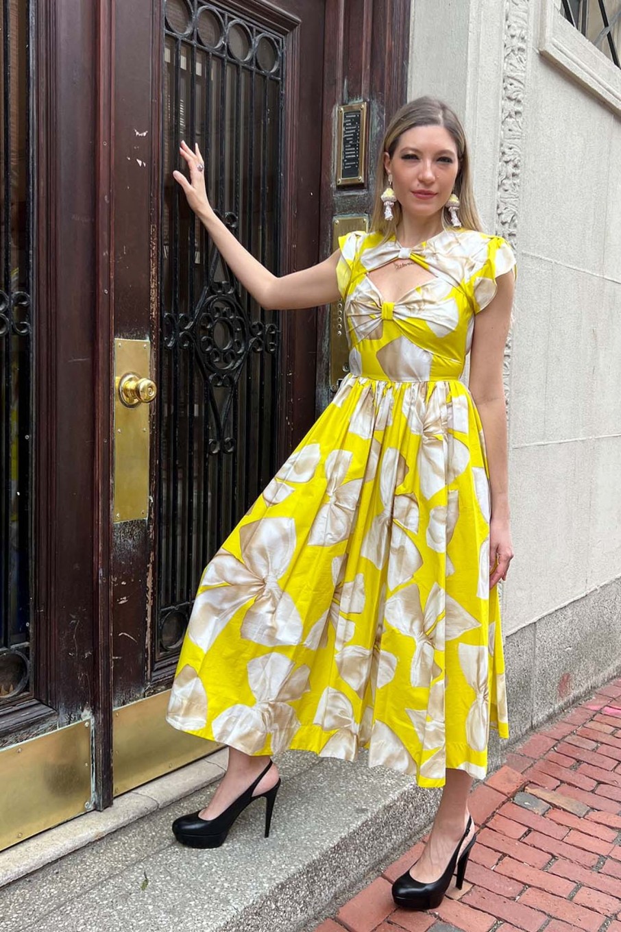 Women Vivetta Dresses | Vivetta-Cutout Dress: Yellow Bows