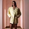 Women Fête Impériale Outerwear | Fete Imperiale-Cesari Jacket: Pale Yellow Recycled Leather