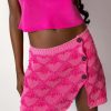 Women Marco Rambaldi Skirts | Marco Rambaldi-Heart Jacquard Knitwear Mini Skirt: Fuchsia