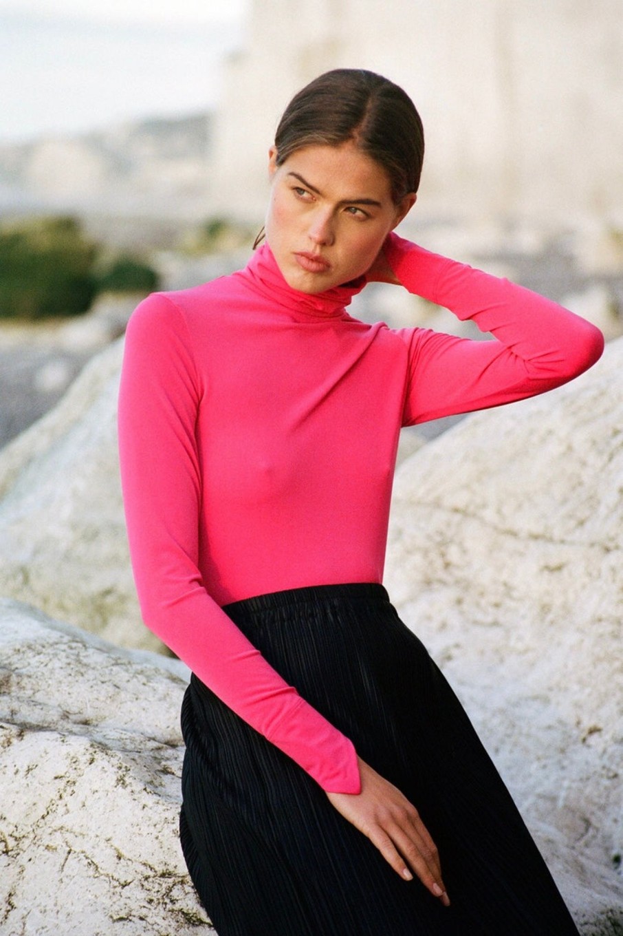 Women Fête Impériale Tops | Fete Imperiale-Lennon Turtleneck: Fuschia