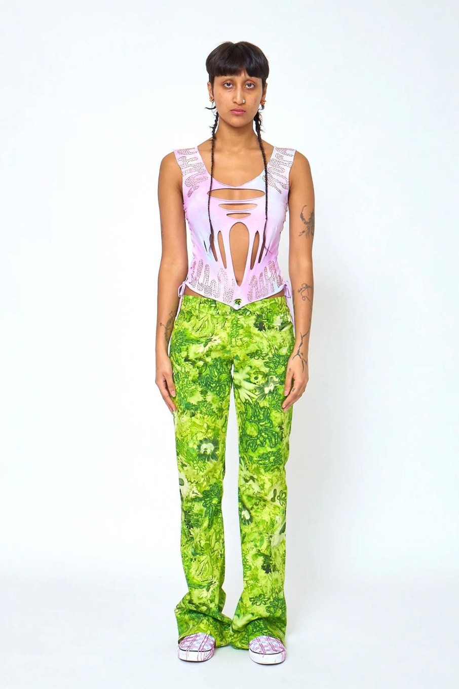 Women Collina Strada Pants & Shorts | Collina Strada-Puddle Flare Pants: Green Sistine