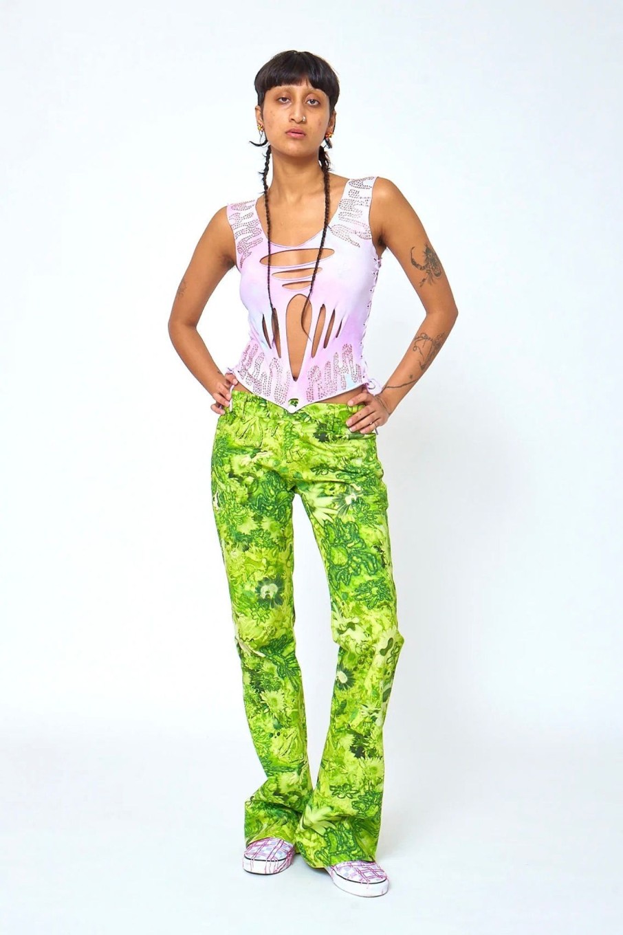 Women Collina Strada Pants & Shorts | Collina Strada-Puddle Flare Pants: Green Sistine