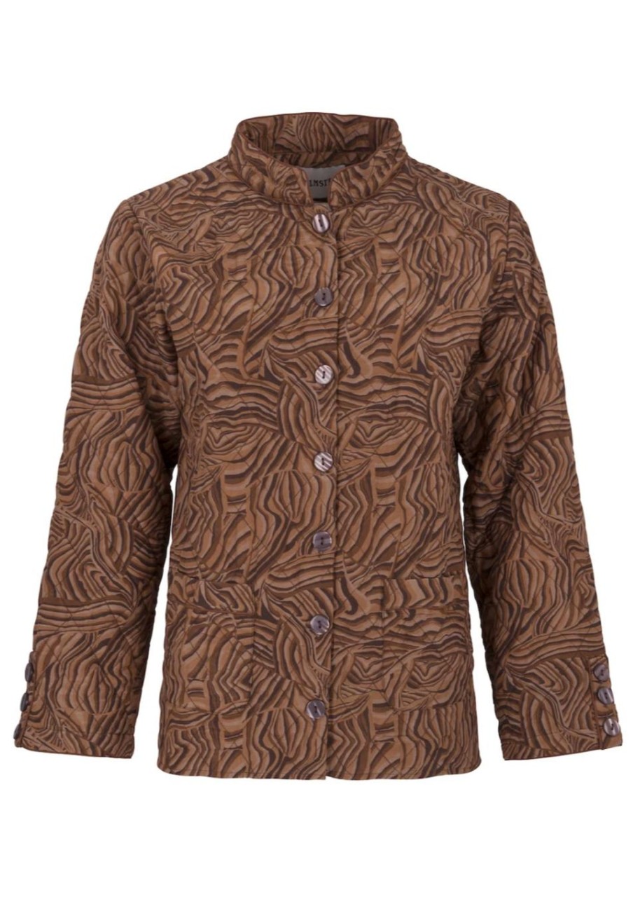 Women Helmstedt Outerwear | Helmstedt-Chocolate Swirl Quilted Jacket