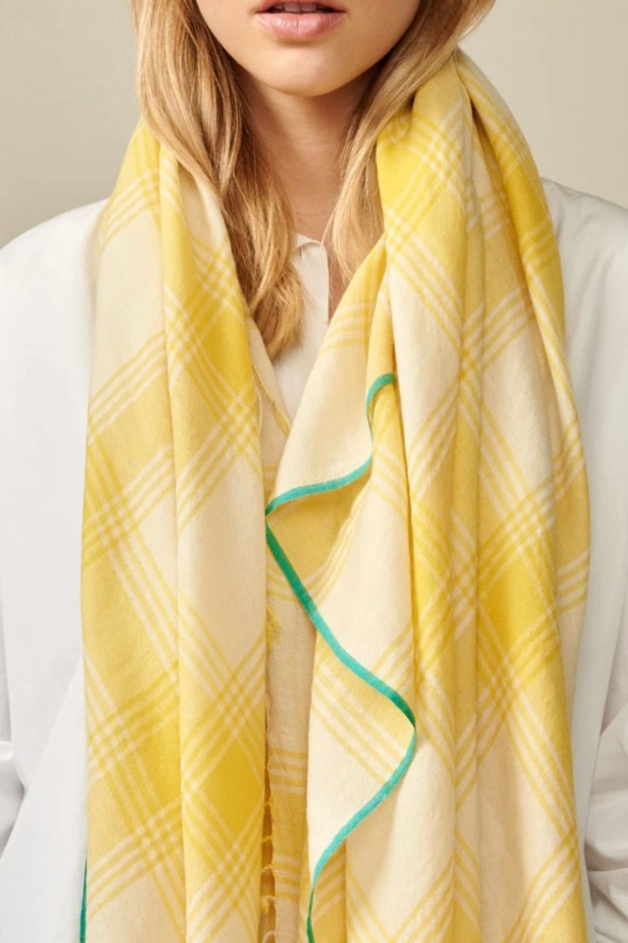 Women Bellerose Scarves | Bellerose-Sedalia Scarf: Yellow Check