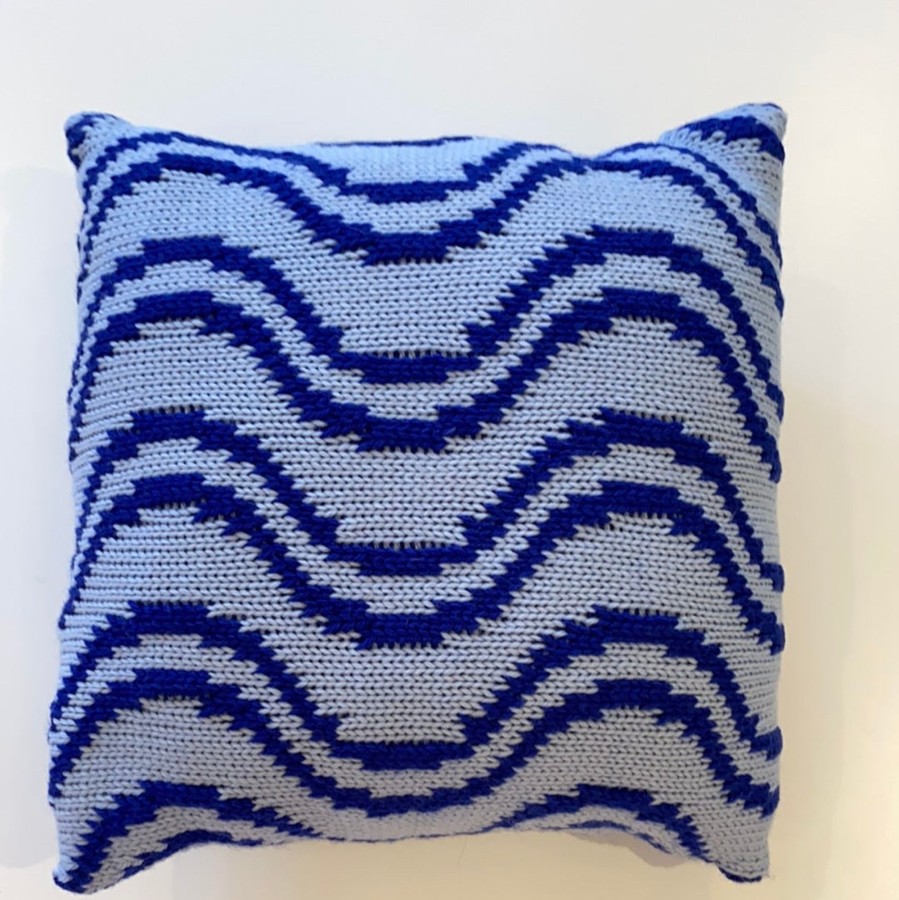 Lifestyle Nina Cherie | Nina Cherie-Small Wavy Cushion: Blue & Dark Blue