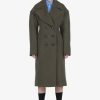 Women No. 21 Outerwear | No. 21-Double Breasted Coat: Khaki Green