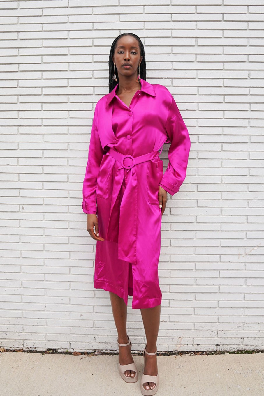 Women Fête Impériale Outerwear | Fete Imperiale-Cyrille Trench Coat: Fuchsia