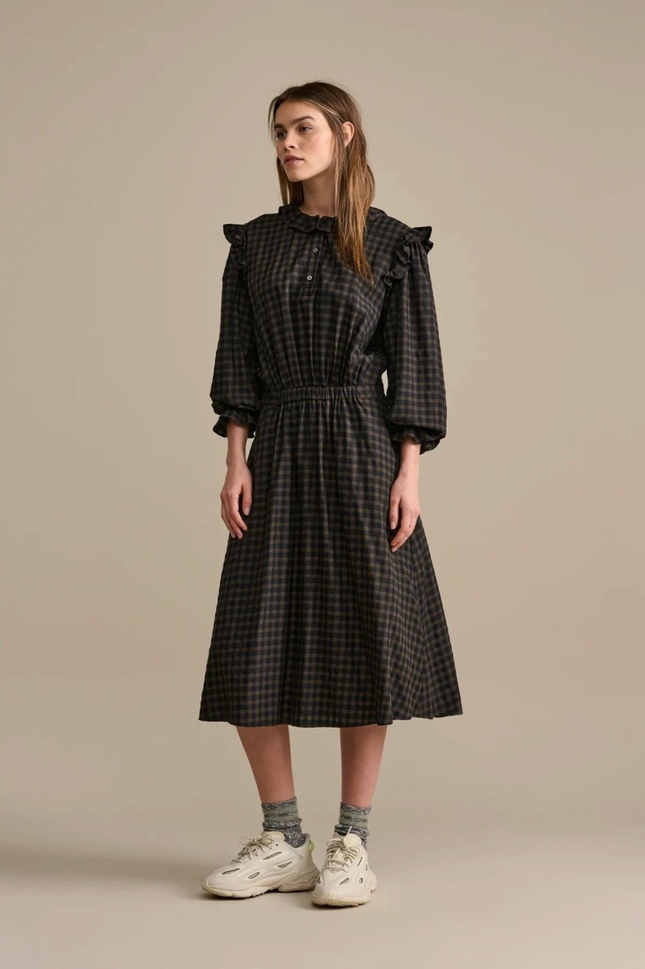 Women Bellerose Dresses | Bellerose-Farrah Dress: Brown/ Black Gingham