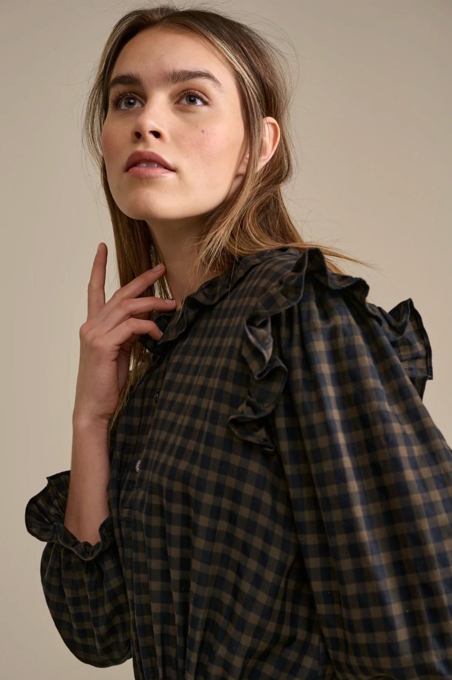 Women Bellerose Dresses | Bellerose-Farrah Dress: Brown/ Black Gingham